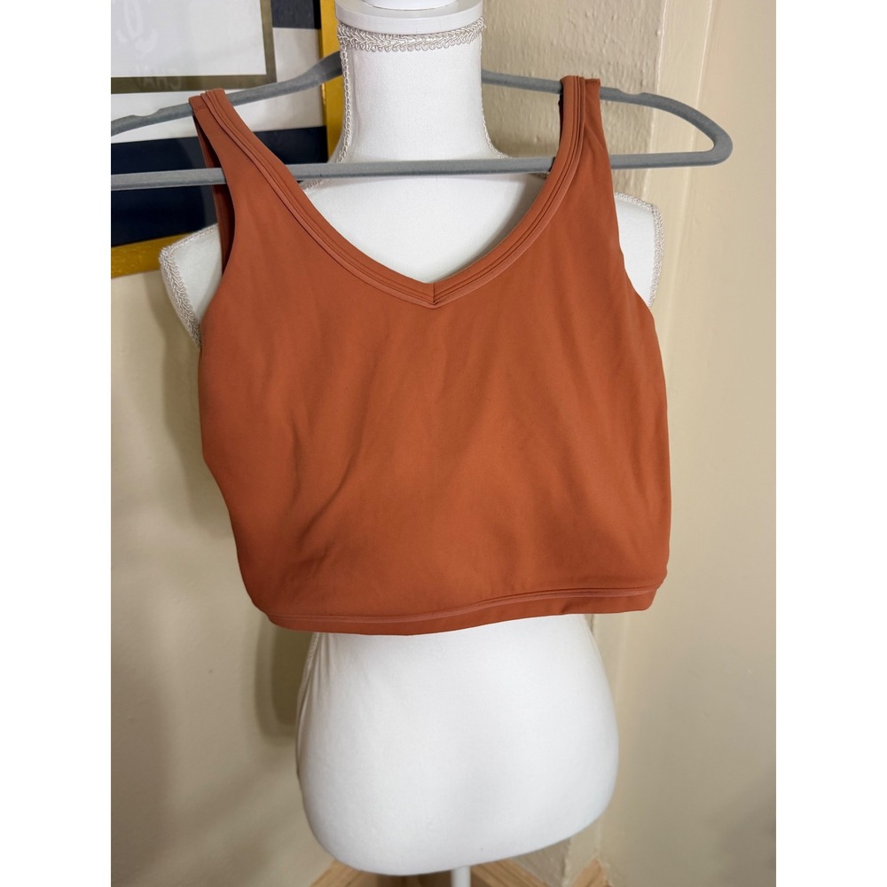 FLX Womens Travel Leisure Reversible‎ V-Neck Crop Top Sports Bra Rust Orange XS